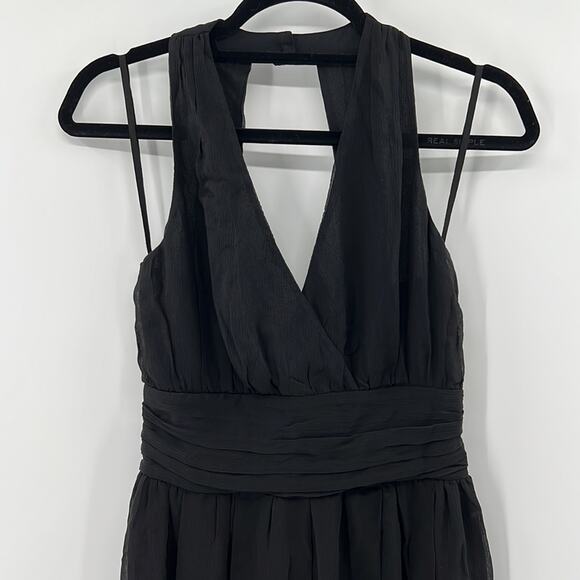 L'AGENCE Silk Crepe Halter Dress - Black - Small - New without tags - Picture 2 of 7